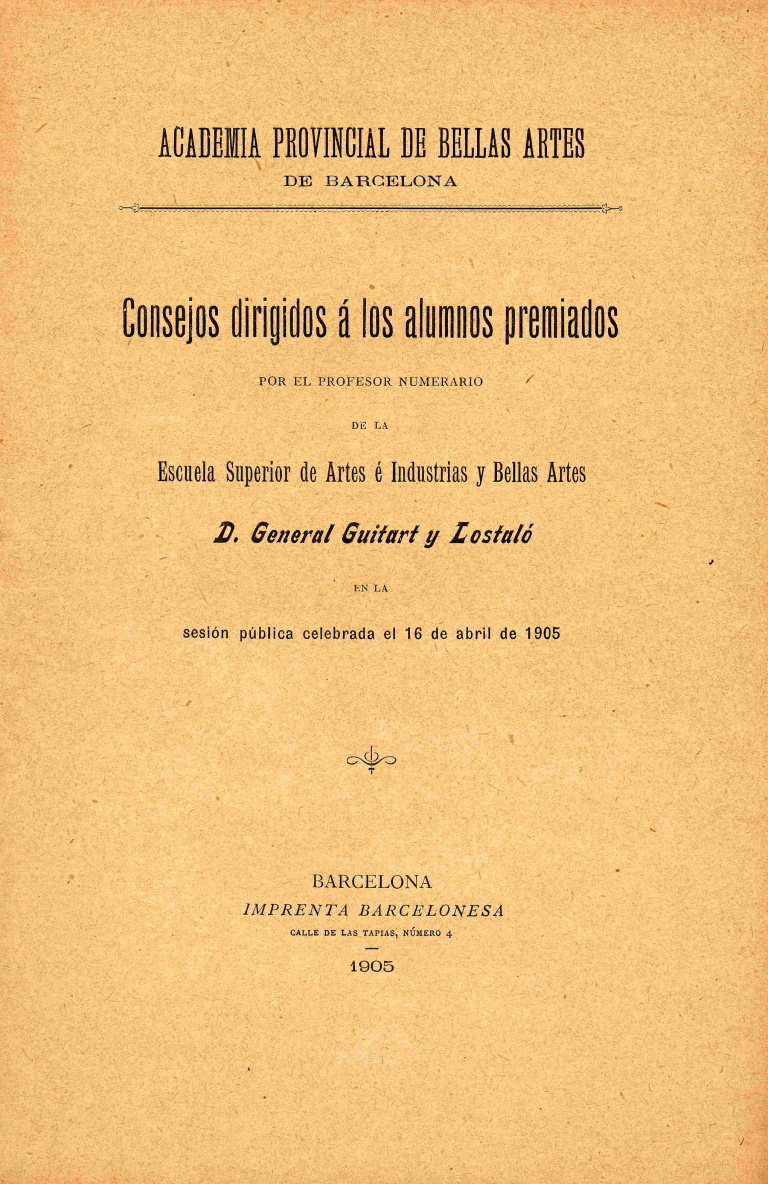 Consejos dirigidos a alumnos premiados - Guitart y Lostaló, General