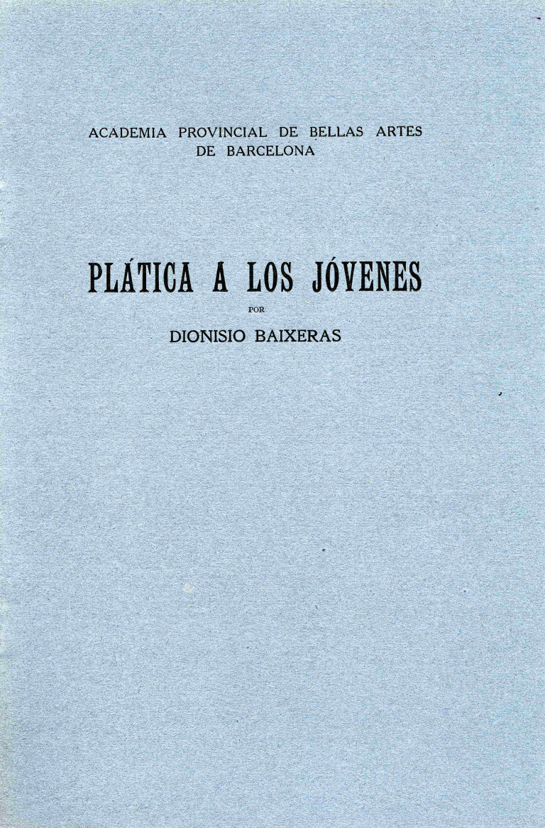 Plática a los jóvenes - Baixeras, Dionisio