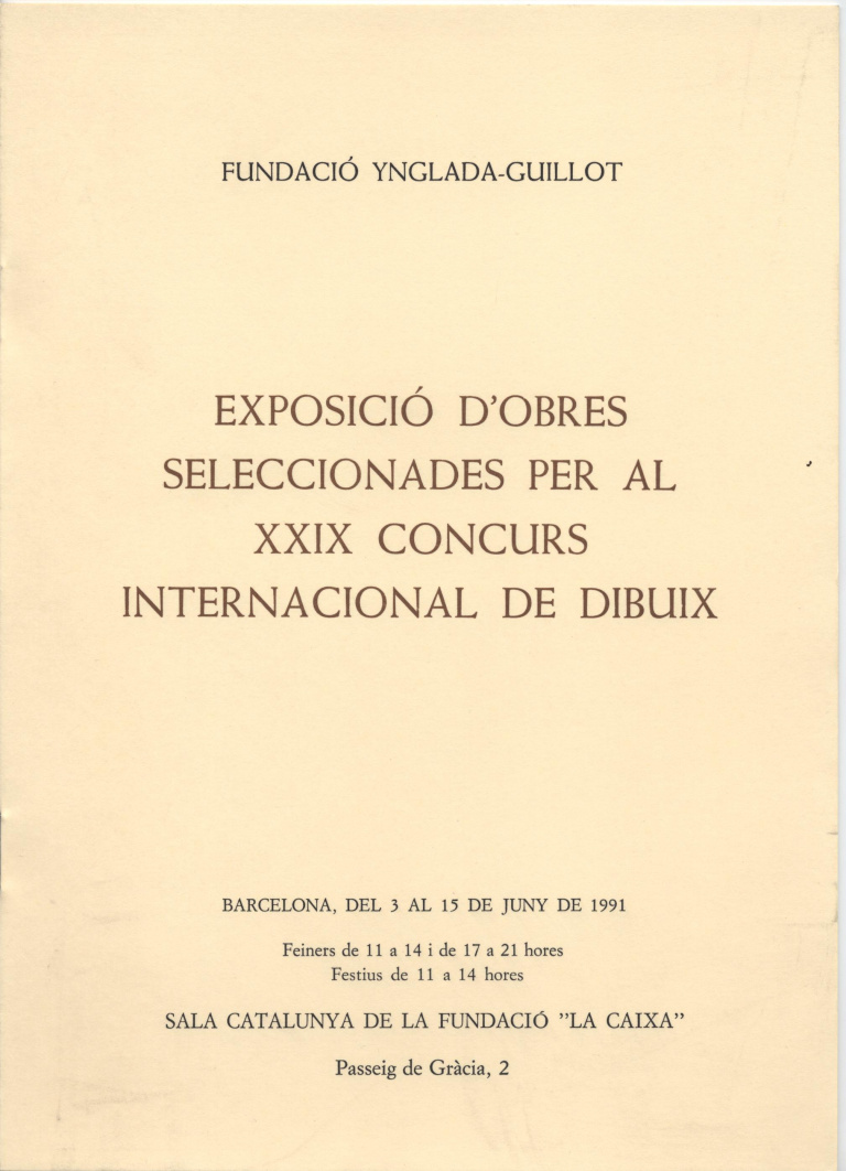 Exposició d'obres seleccionades per al XXIX concurs internacional de dibuix (8 pàg., 23,5 cm.)