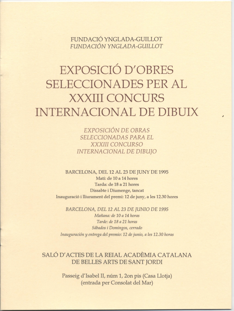 Exposició d'obres seleccionades per al XXXIII concurs internacional de dibuix (8 pàg., 22,5 cm.)